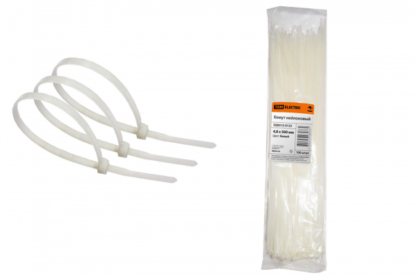 Хомут (стяжка) нейлон  4.8 х 500  белый  (100шт)  TDM SQ0515-0133