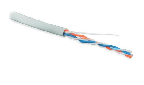UUTP2-C5-S24-IN-LSZH-GY-500 (500 м) Кабель витая пара, неэкранированная U/UTP, категория 5, 2 пары (24 AWG), одножильный (solid), LSZH, нг(С)-HF, -20градC - +75градC, серый Hyperline