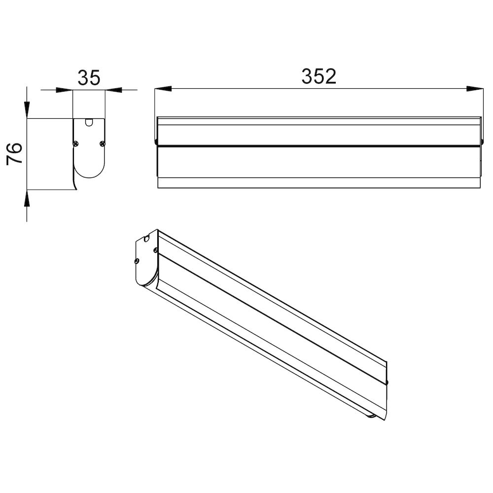 Модерн v2.0 2 345мм (6Вт/м) 24В DC CRI80 3000К Опал (Профиль, козырек)