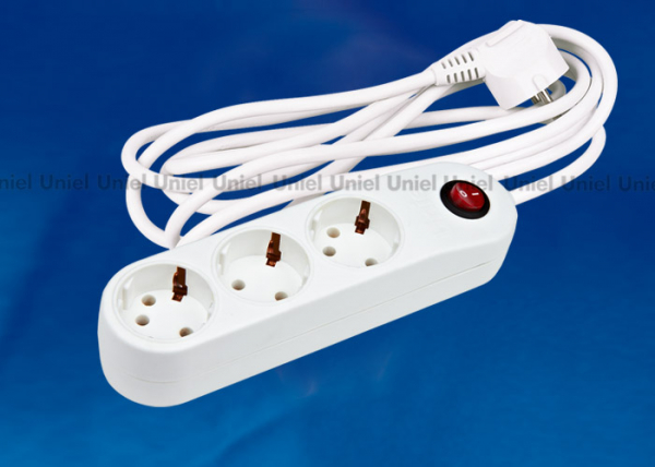 S-GCE3-3B Удлинитель Uniel серии Exclusive, с/з, 3 гн., шнур 3 м, 16 А, 3500 Вт, выкл.