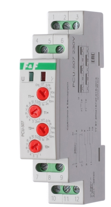 Евроавтоматика PCU-507- 2х8 A, 220B 1мод. DIN реле времени