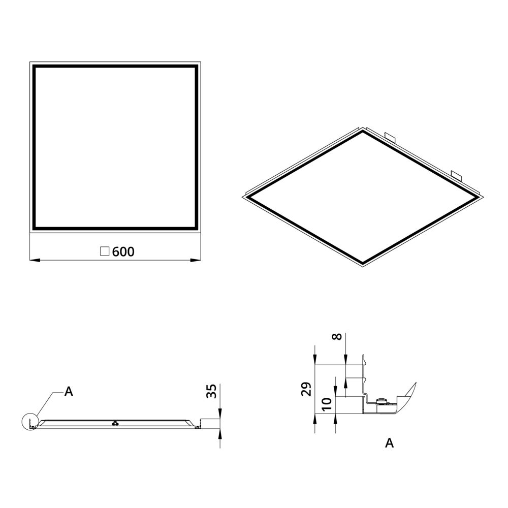 Офис Комфорт 18 IP40 CRI80 3000К Опал 600х600х35мм Clip-In