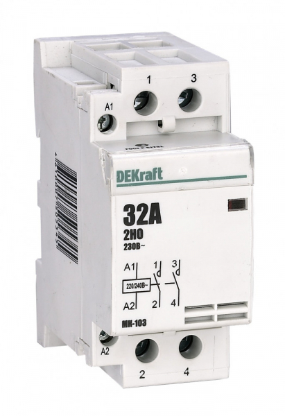 Контактор модульный 63А 2NO 230В AC DEKraft