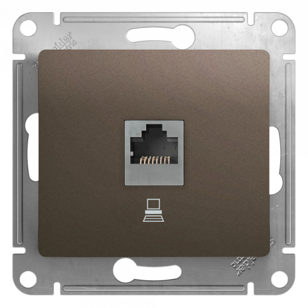 Glossa Шоколад Розетка компьютерная RJ45 категория 5E, механизм IP20 скрытая установка GSL000881K