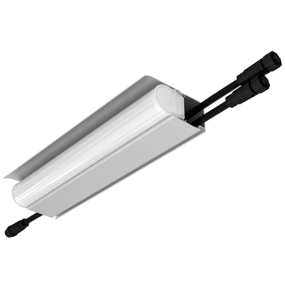 Модерн v2.0 5 250мм (18Вт/м) 24В DC 2 пикс. RGBW DMX CRI80 3000К Опал (Профиль, козырек, транзитное штепсельное соединение)