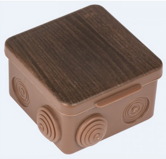 Коробка распаячная КМР-030-031 с крышкой (85х85х50) 7 мембранных вводов тёмное дерево IP54 EKF PROxima