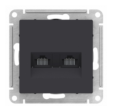 AtlasDesign Карбон  Розетка 2-местная компьютерная RJ45+RJ45, кат.5E, механизм ATN001085