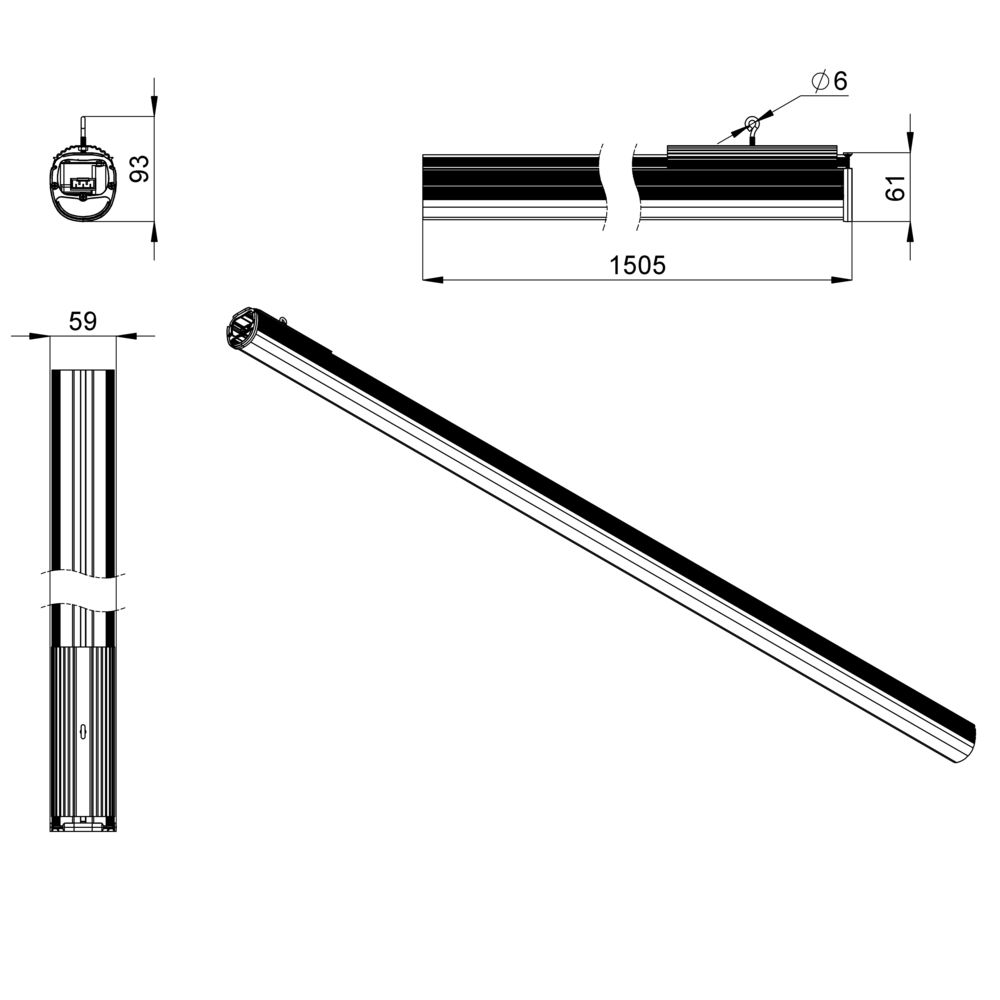 Т-Линия Оптима 38 1500мм (25Вт/м) СЛ CRI80 3000К Прозрачный