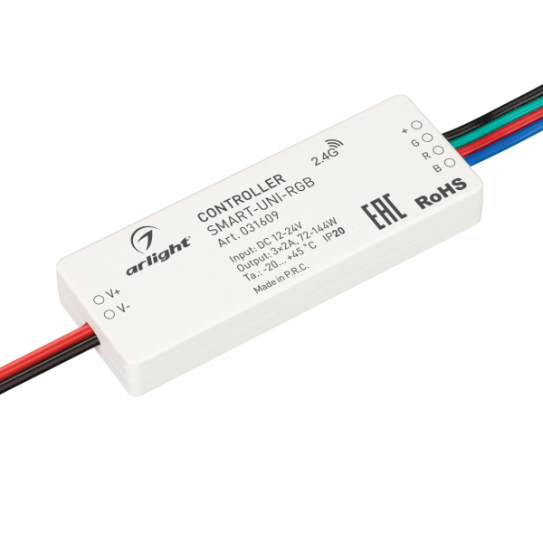 Arlight Контроллер SMART-UNI-RGB (12-24V, 3x2A, 2.4G) (ARL, IP20 Пластик, 5 лет)