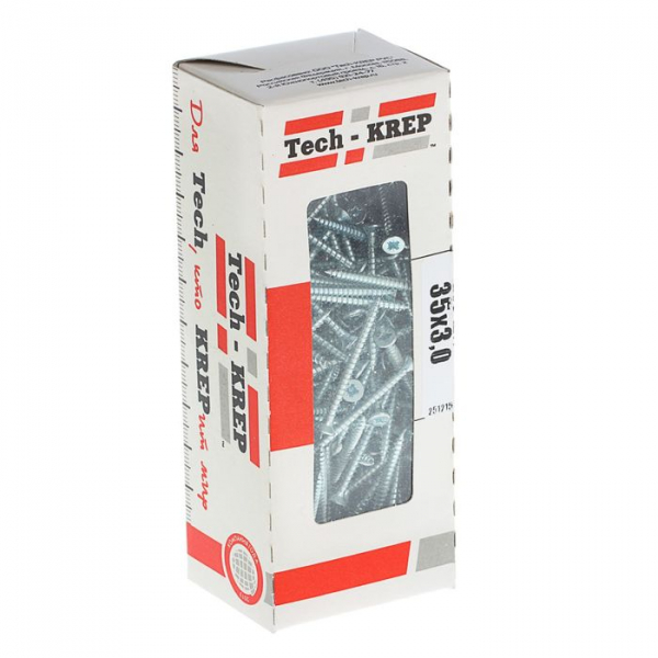 Саморезы универсальные  35х3,0 мм (200 шт)  оцинкованные - коробка с ок. Tech-Kr