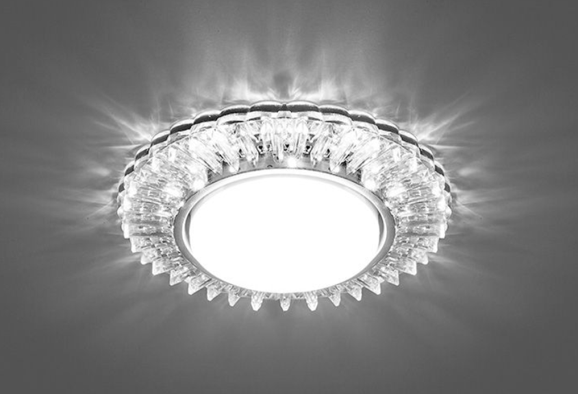 Светильник точечный Feron CD4025 потолочный GX53 без лампы прозрачный с белой LED подсветкой