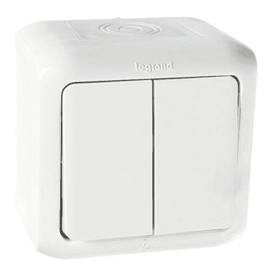 Legrand  Quteo  Белый Выключатель 2 клавишный открытая установка IP44 782302