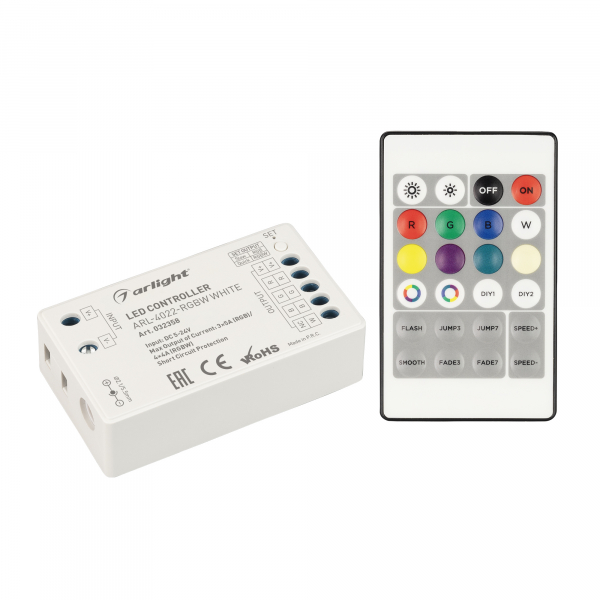 Arlight Контроллер ARL-4022-RGBW White (5-24V, 4x4A, ПДУ 24кн, RF) (ARL, IP20 Пластик, 3 года)