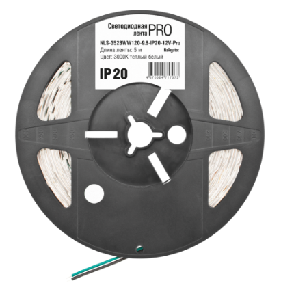 Лента светодиодная Navigator IP20  12V   9.6Вт/м  3000К  71 707 NLS-3528WW120 серия  PRO  СД (1 упаковка- 5 метров) (кратно 5)