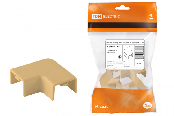 TDM  КМП  Сосна  Поворот 90 гр.  25х16 (4 шт./комплект) SQ0411-0243