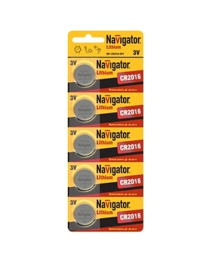 Элемент питания Navigator NBT-CR2016-BP5  94 763 (кратно 5)