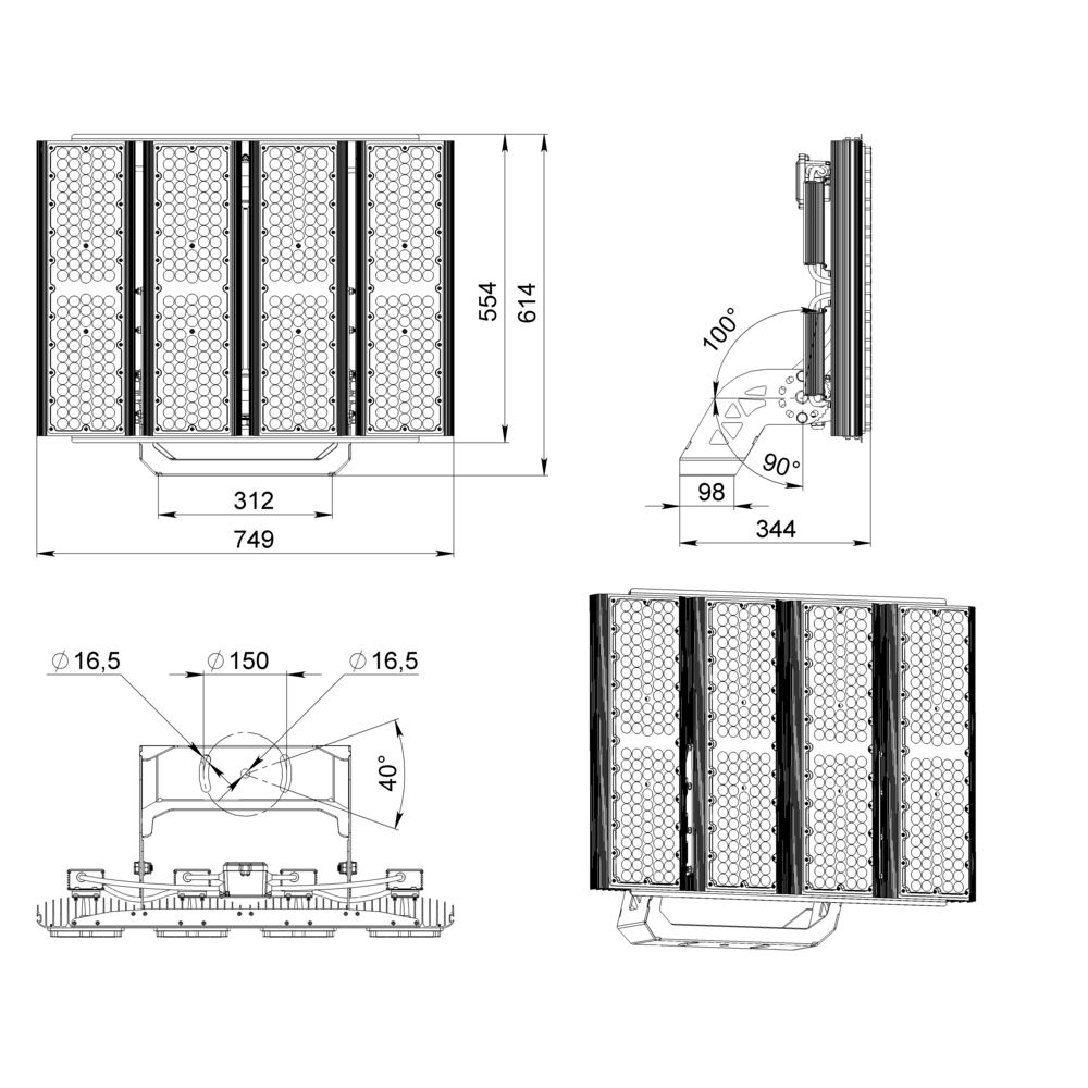 Плазма 1600 L V CRI70 4000К 30° НО
