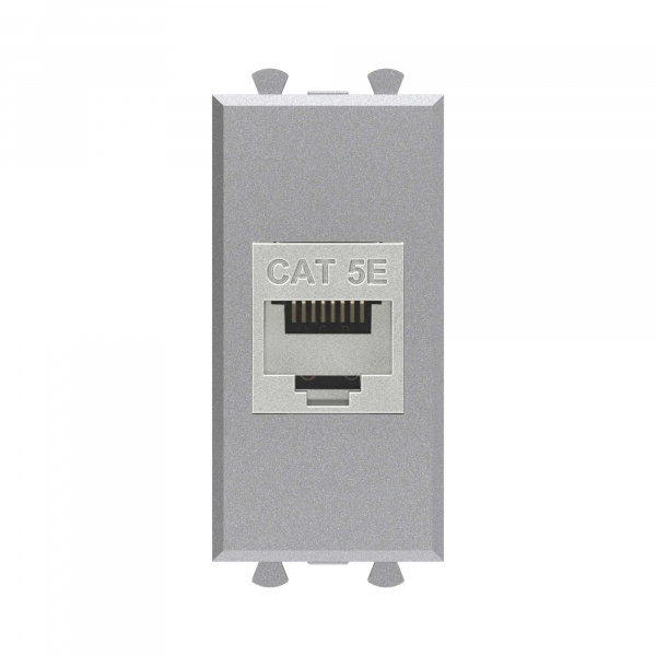 Компьютерная розетка RJ-45 без шторки модульная, кат.5е экранированная, "Avanti", "Закаленная сталь", 1 модуль
