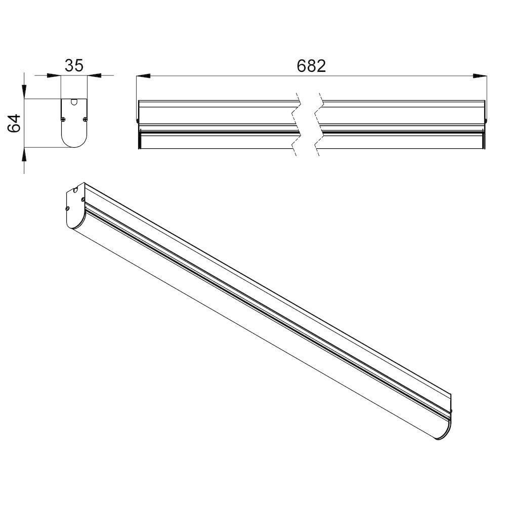 Модерн v2.0 6 675мм (9Вт/м) 24В DC CRI80 3000К Опал (Профиль)