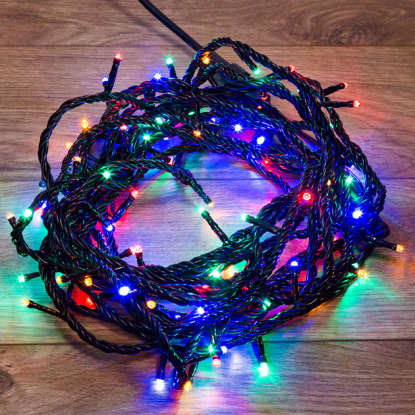 Уличная IP65 Гирлянда Твинкл Лайт  20м  200 LED  черный ПВХ , мультиколор NEON-NIGHT 303-149