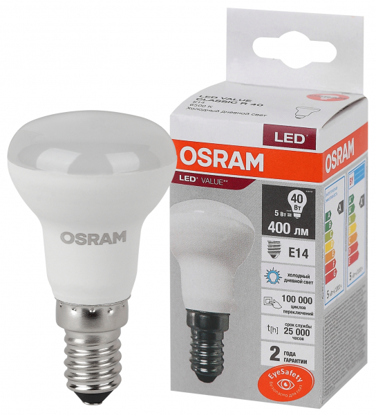 Светодиодная лампа OSRAM R40  5Вт 6500К 230В E14