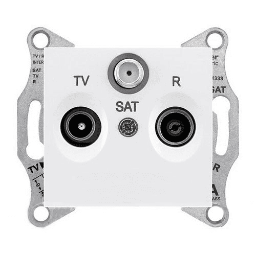 Schneider Electric Sedna  Белый Розетка механизм TV/R/SAT проходной 8dB IP20 скрытая установка SDN3501221
