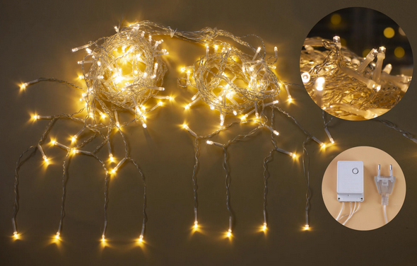 Гирлянда  Нить  внутренняя  IP20100LED 220V 8 реж 3м бахрома