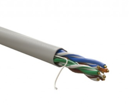 Кабель витая пара, неэкранированный U/UTP, категория 5e, 4 пары 0,48 (24 AWG), одножильный,внутренний, LSZH, нг(A)-HF, серый, 305 м WRLine