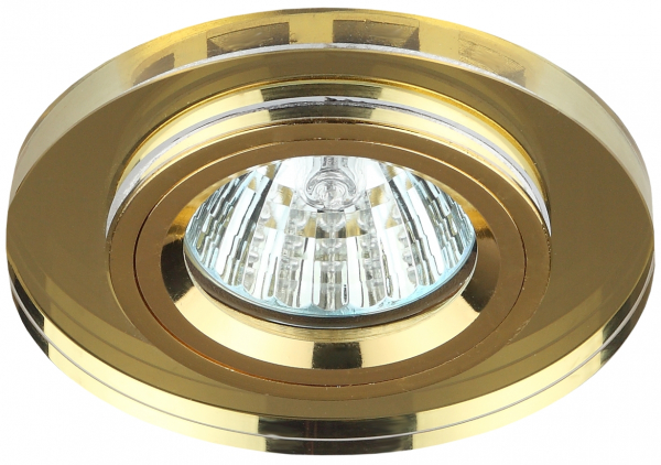 Светильник ЭРА DK7 GD/YL  декоративное стекло круглое MR16,12V/220V, 50W, золото/желтый