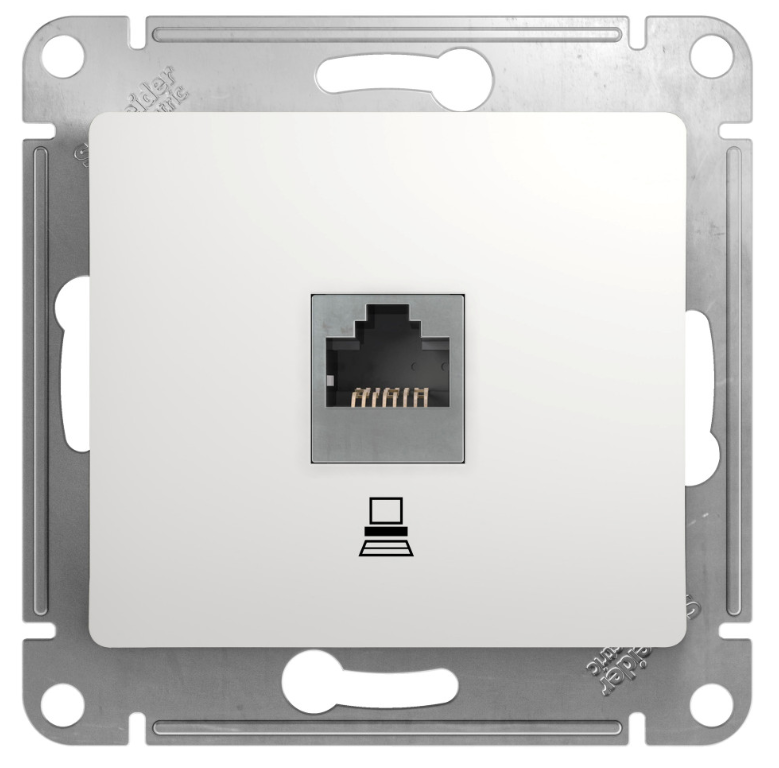 Glossa  Белый Розетка компьютерная RJ45 категория 5E, механизм IP20 скрытая установка GSL000181K
