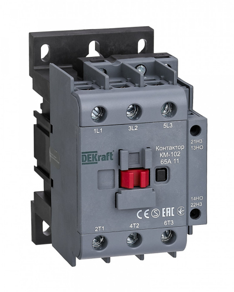 Контактор   65А  3П  230В  AC  (доп. 1НО+1НЗ)  AC3  DEKraft  КМ-102