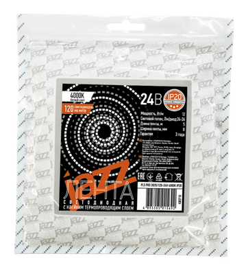 Лента светодиодная Jazzway IP20  24V  6Вт/м 4000К PLS PRO 2835/ 60-24V  4000K IP20 -5м
