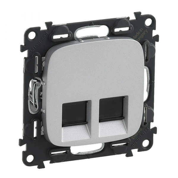 Legrand 753943 Valena ALLURE.Информационная розетка двойная RJ45 Кат.6 UTP.С лицевой панелью.Алюминий