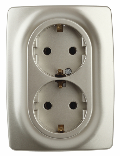ЭРА  Эра12  Шампань  Розетка 2X2P+E Schuko, 16АХ-250В 12-2106-04