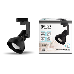Светильник трековый Gauss конус E27 220V IP20 112*230мм черный однофазный 1/20