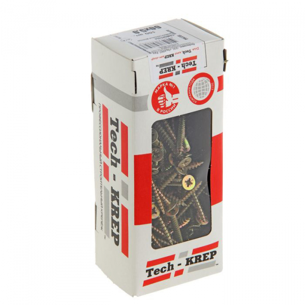 Саморез универсальный 5,0х 60 мм (100 шт) желтые - коробка с ок. Tech-Krep