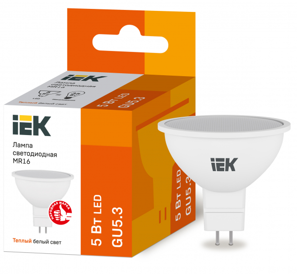 Светодиодная лампа IEK MR16 5Вт 230В 3000К GU5.3