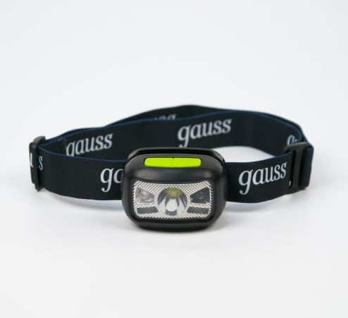 Фонарь налобный Gauss модель GFL402 3W 220lm Li-ion 1200mAh LED 1/10/100