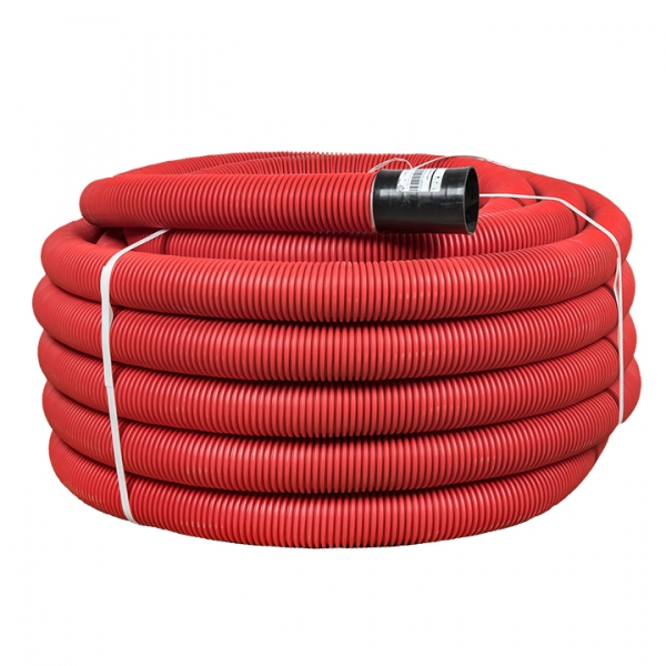 Труба гибкая двустенная д. 90мм, с/з цвет красный ПНД EKF PROxima (кратно 50)