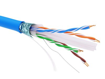 Информационный кабель экранированный  F/UTP 4х2 CAT6A, PVC, синий DKC