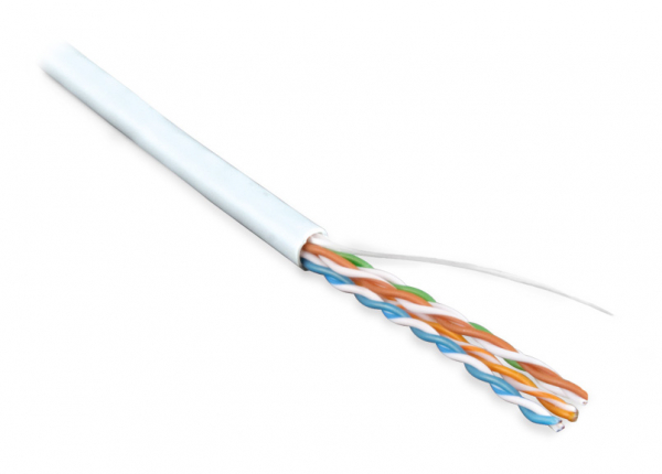 UUTP4-C5E-S24-IN-PVC-WH-305 (305 м) Кабель витая пара, неэкранированная U/UTP, категория 5e, 4 пары (24 AWG), одножильный (solid), PVC, -20градC – +75градC, белый - гарантия: 15 лет компонентная, 25 лет системная Hyperline