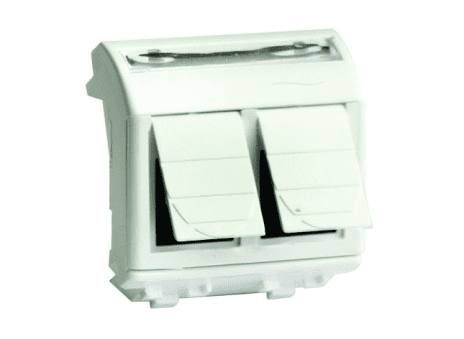 DKC BRAVA Розетка Слоновая Кость компьютерная 2-местная RJ45 кат. 6 экран. (8P8C, Hyperline, Dual IDC: 110&Krone) 2модуля 75453S