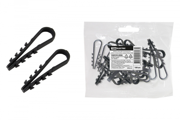 Дюбель-хомут 19-25 круглый черный нейлон ДХК-25 (уп. 100шт) TDM