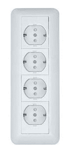 Schneider Electric  Прима  Белый  Розетка с заземляющими контактами 4-местная, монтажная пластина (250В, 16А, защитные шторки) IP20 открытая установка RA16-411M-B