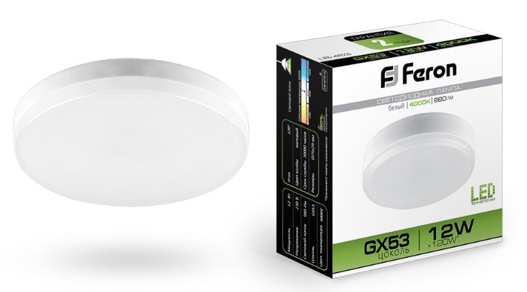 Светодиодная лампа Feron 12Вт 230В 4000K GX53