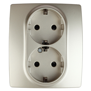 ЭРА  Эра12  Шампань  Розетка 2X2P+E Schuko со шторками 16АХ-250В 12-2104-04 Б0014702