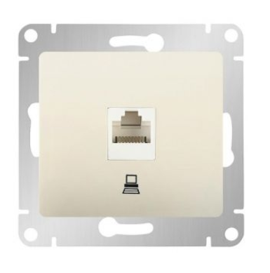 Glossa Молочный Розетка компьютерная RJ45 категория 5E, механизм IP20 скрытая установка GSL000981K