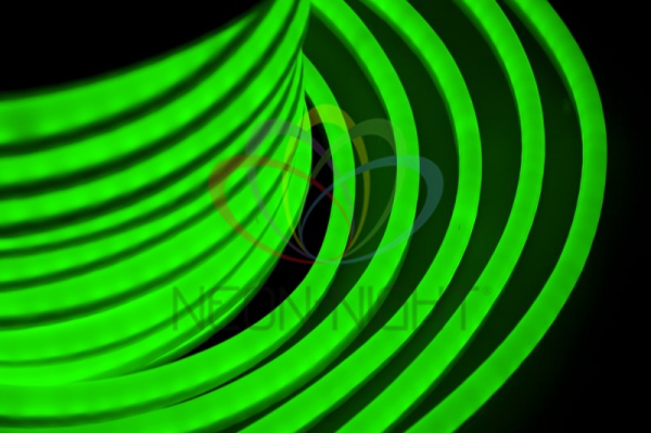 Гибкий Неон LED  - зеленый, оболочка зеленая, бухта 50м 131-024