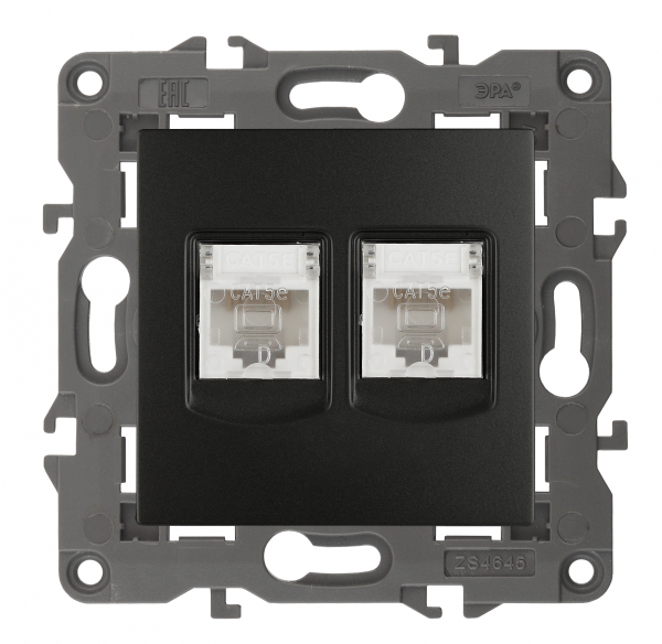 14-3108-05 Эл/ус ЭРА Розетка 2хRJ45, IP20, антрацит