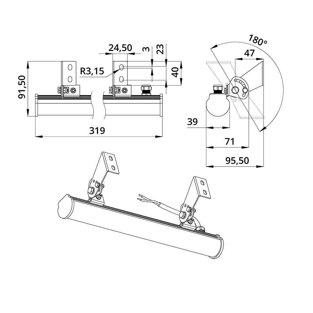 Модерн 3 319мм 4000К Прозрачный